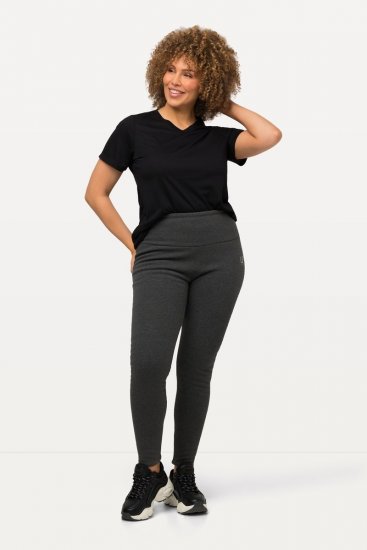 Ulla Popken Faux Fur Lined Stretch Leggings Charcoal - Nohavice - Nohavice pre ženy vo veľkých veľkostiach