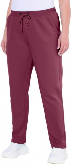 Ulla Popken Basic Drawstring Elastic Waist Cotton Blend Joggers Dark Berry - Džíny & Nohavice vo Veľkých Veľkostiach – Plus Size - 