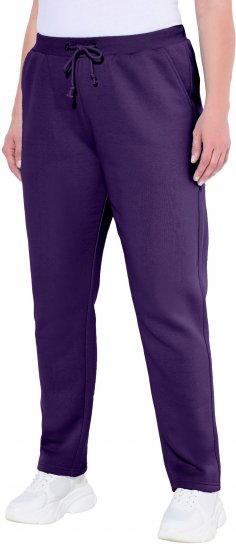 Ulla Popken Basic Drawstring Elastic Waist Cotton Blend Joggers Deep Violet - Džíny & Nohavice vo Veľkých Veľkostiach – Plus Size - 