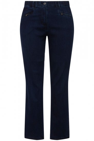 Ulla Popken Mony Elastic Waist Zip Pocket Jeans Dark Blue Denim - Džínsy - Dámske džínsy veľkých veľkostí