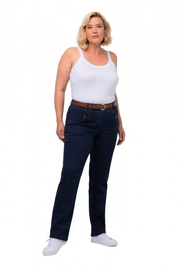 Ulla Popken Mony Elastic Waist Zip Pocket Jeans Dark Blue Denim - Džínsy - Dámske džínsy veľkých veľkostí