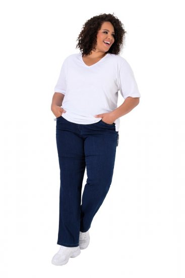 Ulla Popken Mony Elastic Waist Zip Pocket Jeans Dark Blue Denim - Džínsy - Dámske džínsy veľkých veľkostí