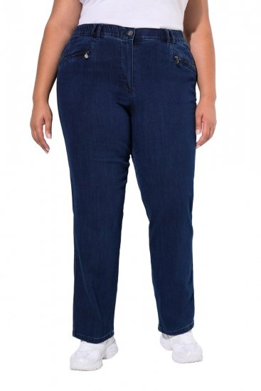 Ulla Popken Mony Elastic Waist Zip Pocket Jeans Dark Blue Denim - Džínsy - Dámske džínsy veľkých veľkostí