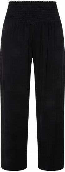 Ulla Popken Wide Leg Smocked Waist Knit Pants Black - Džíny & Nohavice vo Veľkých Veľkostiach – Plus Size - 