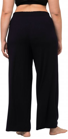 Ulla Popken Wide Leg Smocked Waist Knit Pants Black - Džíny & Nohavice vo Veľkých Veľkostiach – Plus Size - 