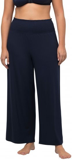 Ulla Popken Wide Leg Smocked Waist Knit Pants Night Blue - Džíny & Nohavice vo Veľkých Veľkostiach – Plus Size - 
