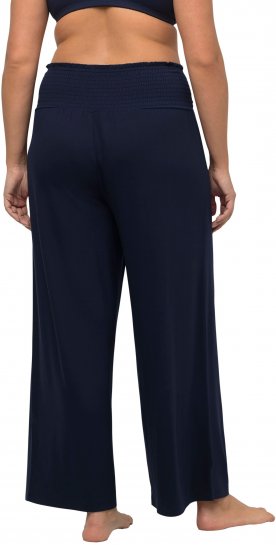 Ulla Popken Wide Leg Smocked Waist Knit Pants Night Blue - Džíny & Nohavice vo Veľkých Veľkostiach – Plus Size - 