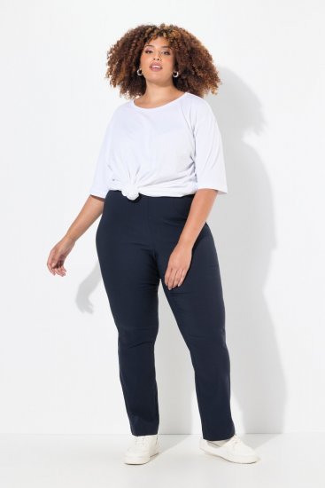 Ulla Popken Bengaline Elastic Waist Thermal Pants Navy - Nohavice - Nohavice pre ženy vo veľkých veľkostiach