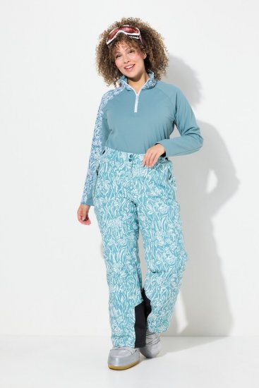 Ulla Popken Floral Print Ski Pants Ice Green - Lyžiarske oblečenie - 