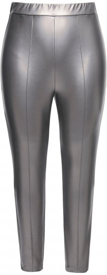 Ulla Popken Metallic Faux Leather Leggings Silver - Džíny & Nohavice vo Veľkých Veľkostiach – Plus Size - 
