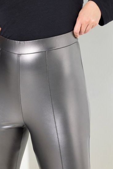 Ulla Popken Metallic Faux Leather Leggings Silver - Nohavice - Nohavice pre ženy vo veľkých veľkostiach