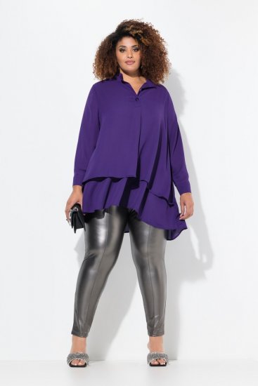 Ulla Popken Metallic Faux Leather Leggings Silver - Nohavice - Nohavice pre ženy vo veľkých veľkostiach