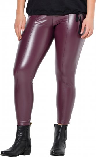 Ulla Popken Metallic Faux Leather Leggings Plum - Džíny & Nohavice vo Veľkých Veľkostiach – Plus Size - 