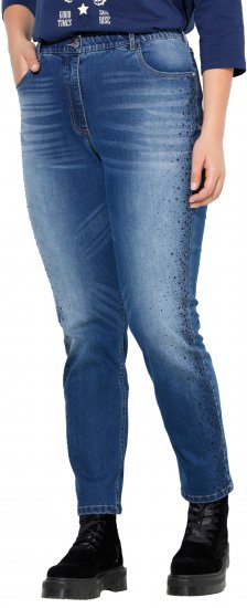 Ulla Popken Rhinestone Detail Stretch Fit Jeans Denim Blue - Džíny & Nohavice vo Veľkých Veľkostiach – Plus Size - 