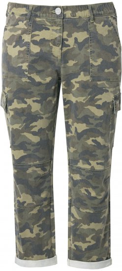 Ulla Popken Camo Boyfriend Pants Olive Grey - Džíny & Nohavice vo Veľkých Veľkostiach – Plus Size - 