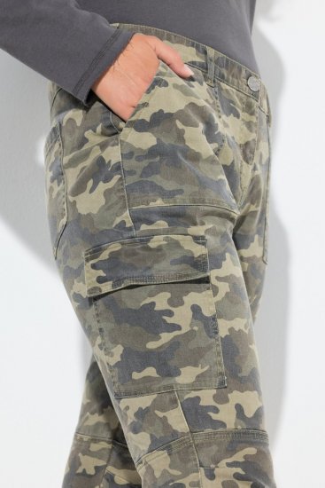 Ulla Popken Camo Boyfriend Pants Olive Grey - Nohavice - Nohavice pre ženy vo veľkých veľkostiach