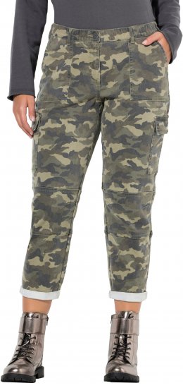 Ulla Popken Camo Boyfriend Pants Olive Grey - Džíny & Nohavice vo Veľkých Veľkostiach – Plus Size - 