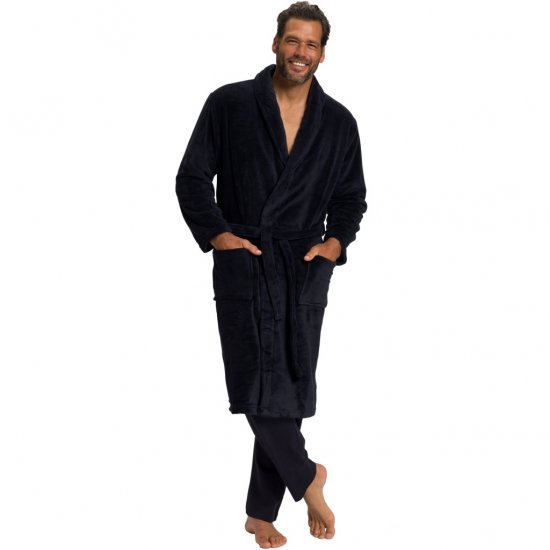 JP1880 Bathrobe with Spacious Patch Pockets Dark Navy - Spodná bielizeň - Spodné Prádlo 2XL-8XL