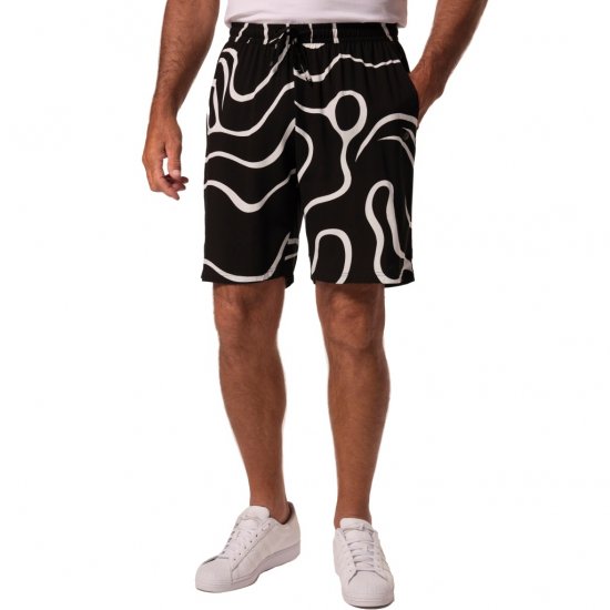 JP1880 Bermuda Shorts Soft Viscose All-over Print Black - Šortky - Šortky W40-W60