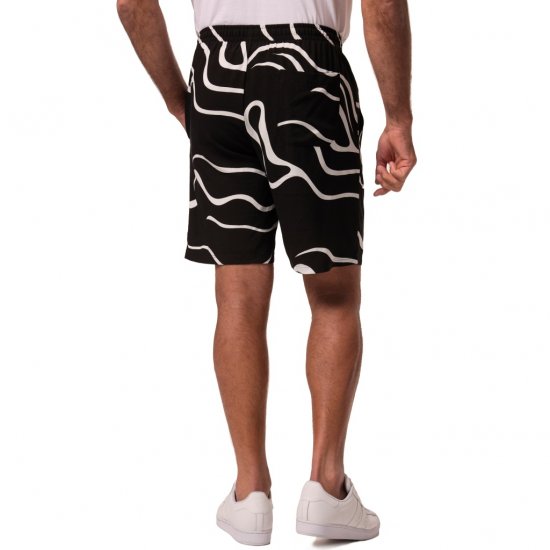 JP1880 Bermuda Shorts Soft Viscose All-over Print Black - Šortky - Šortky W40-W60