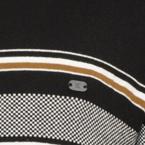 Kam Jeans 93 Stripe 1/4 Zipper Knitted Sweater Black - Mikiny & mikiny bez kapucne - Mikiny & Mikiny s Kapucňou 2XL-12XL