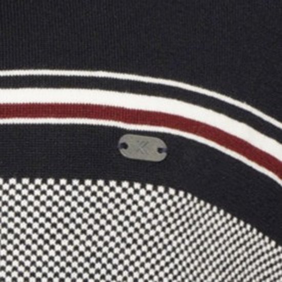 Kam Jeans 93 Stripe 1/4 Zipper Knitted Sweater Navy - Mikiny & mikiny bez kapucne - Mikiny & Mikiny s Kapucňou 2XL-12XL