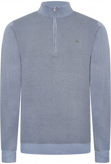 Kam Jeans 94 Knitted with 1/4 Zipper Sweater Powder Blue - Mikiny & mikiny bez kapucne - Mikiny & Mikiny s Kapucňou 2XL-12XL