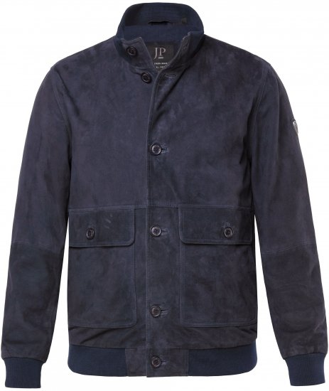 JP1880 Soft Goatskin Suede Leather Jacket Navy - Kožené bundy - Kožené bundy vo veľkých veľkostiach