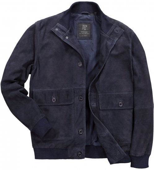 JP1880 Soft Goatskin Suede Leather Jacket Navy - Kožené bundy - Kožené bundy vo veľkých veľkostiach