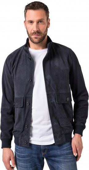 JP1880 Soft Goatskin Suede Leather Jacket Navy - Kožené bundy - Kožené bundy vo veľkých veľkostiach