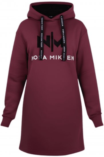 Nora Mikken KADRI Long Hoodie Burgundy - Mikiny & mikiny bez kapucne - 