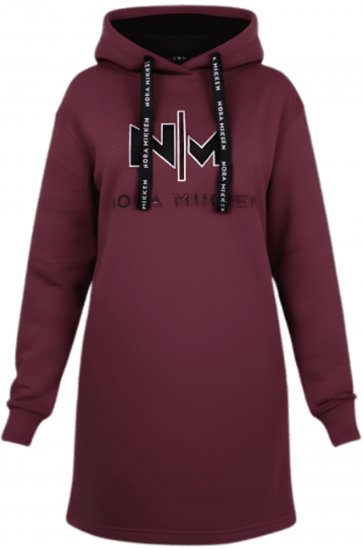 Nora Mikken KADRI WHITE Long Hoodie Burgundy - Mikiny & mikiny bez kapucne - 