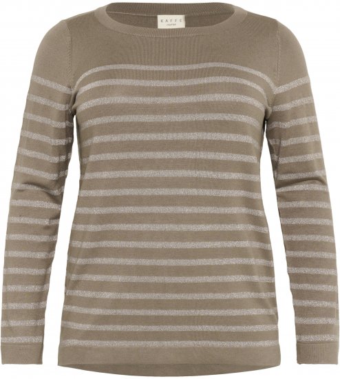 Kaffe Curve Linia Boatneck Pullover Morel Melange with Silver Lurex - Pletené svetre - 
