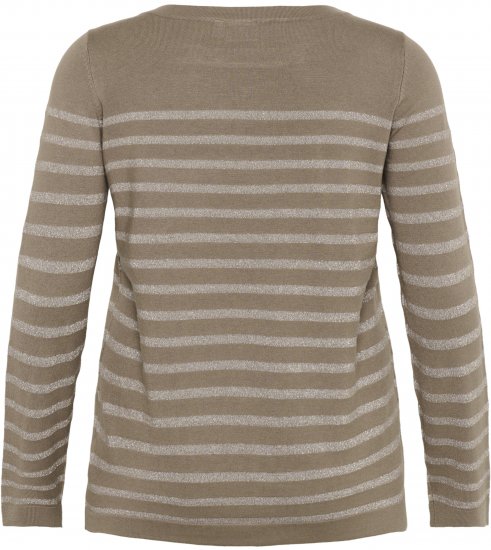Kaffe Curve Linia Boatneck Pullover Morel Melange with Silver Lurex - Pletené svetre - 