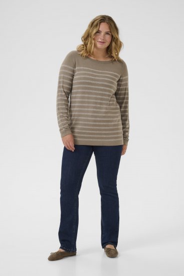 Kaffe Curve Linia Boatneck Pullover Morel Melange with Silver Lurex - Pletené svetre - 