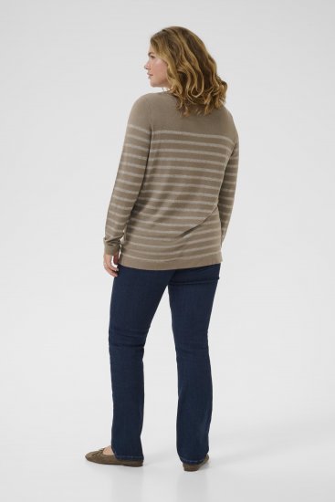 Kaffe Curve Linia Boatneck Pullover Morel Melange with Silver Lurex - Pletené svetre - 