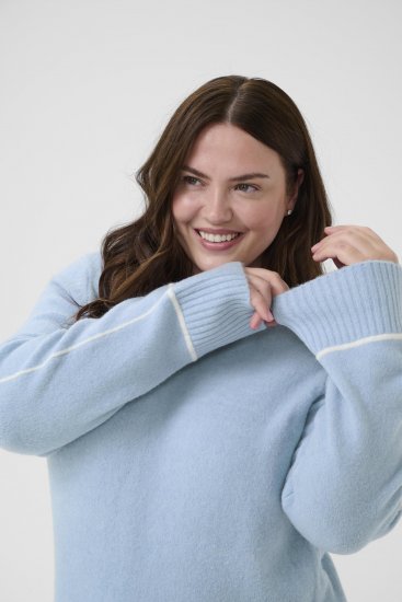 Kaffe Curve Jina Knit Pullover Powder Blue Melange - Pletené svetre - 