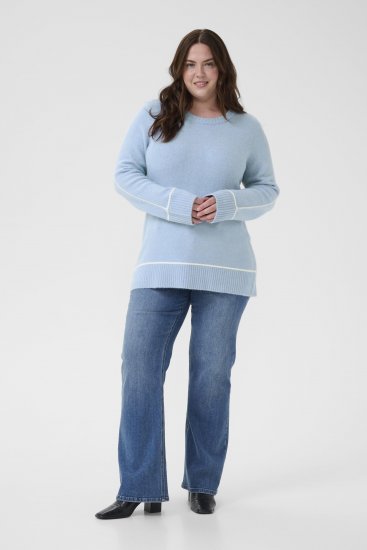 Kaffe Curve Jina Knit Pullover Powder Blue Melange - Pletené svetre - 
