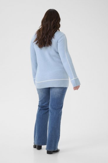 Kaffe Curve Jina Knit Pullover Powder Blue Melange - Pletené svetre - 
