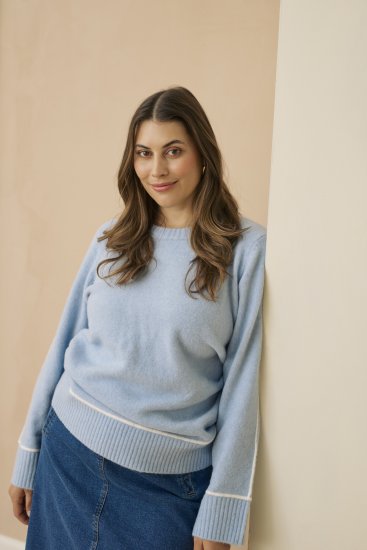 Kaffe Curve Jina Knit Pullover Powder Blue Melange - Pletené svetre - 