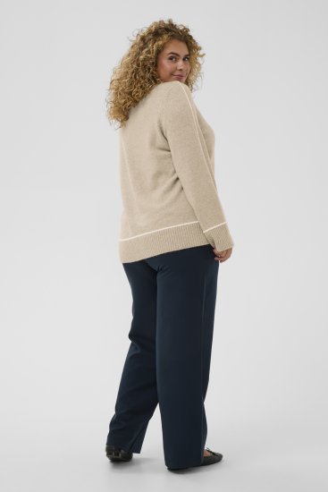 Kaffe Curve Jina Knit Pullover Feather Grey Melange - Pletené svetre - 