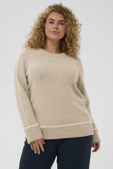 Kaffe Curve Jina Knit Pullover Feather Grey Melange - Pletené svetre - 