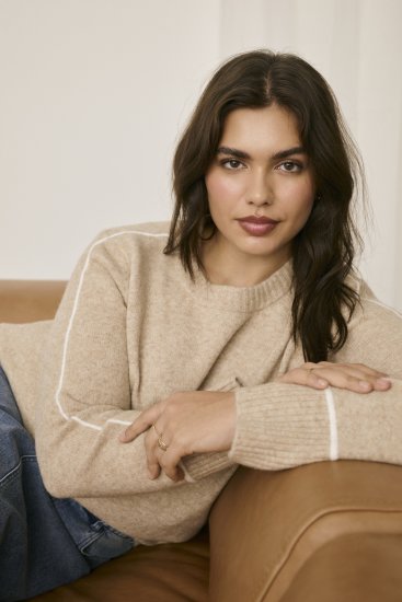 Kaffe Curve Jina Knit Pullover Feather Grey Melange - Pletené svetre - 