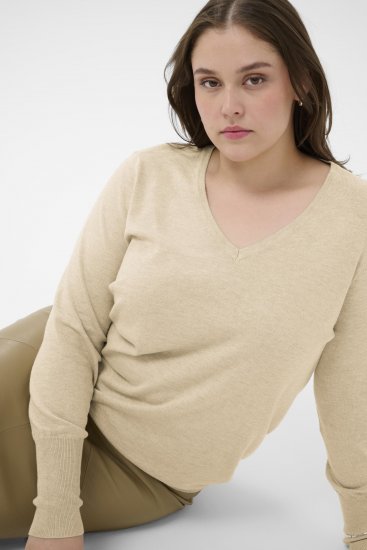 Kaffe Curve Lizzy Long Sleeve Pullover Feather Grey Melange - Pletené svetre - 