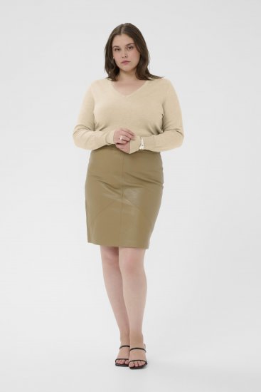 Kaffe Curve Lizzy Long Sleeve Pullover Feather Grey Melange - Pletené svetre - 