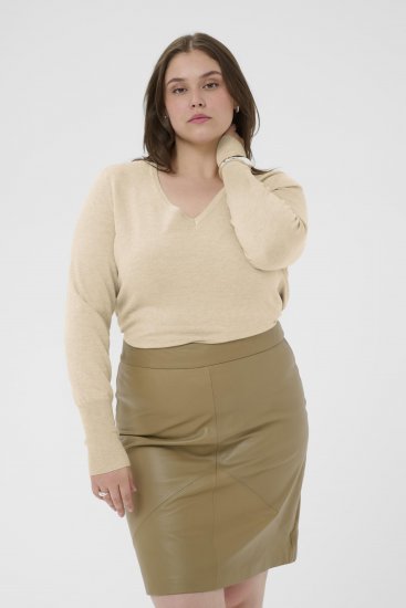 Kaffe Curve Lizzy Long Sleeve Pullover Feather Grey Melange - Pletené svetre - 