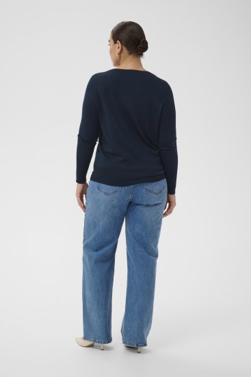 Kaffe Curve Lizzy Long Sleeve Pullover Midnight Marine - Pletené svetre - 