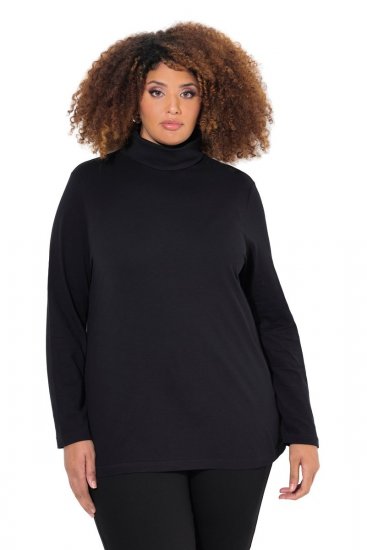 Ulla Popken Basic Long Sleeve Slim Fit Turtleneck Black - Mikiny & mikiny bez kapucne - Pohodlné mikiny, hoodie a pletené svetre