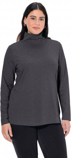 Ulla Popken Basic Long Sleeve Slim Fit Turtleneck Charcoal Grey Melange - Mikiny & mikiny bez kapucne - 