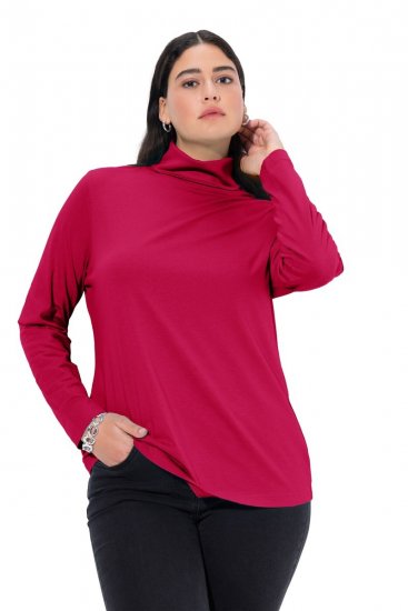 Ulla Popken Basic Long Sleeve Slim Fit Turtleneck Red - Mikiny & mikiny bez kapucne - Pohodlné mikiny, hoodie a pletené svetre